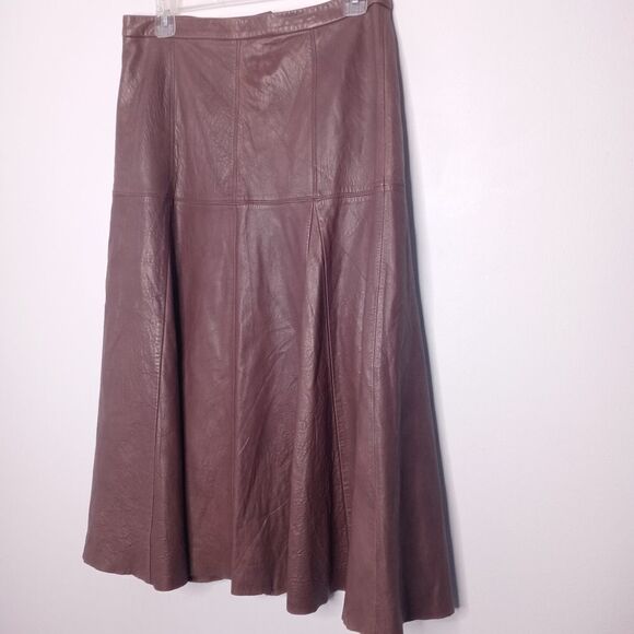 Halston Heritage Taupe Leather Skirt Size 8 - Picture 8 of 16